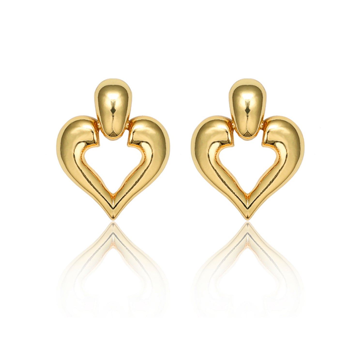 Gold Tone Heart Drop Earrings
