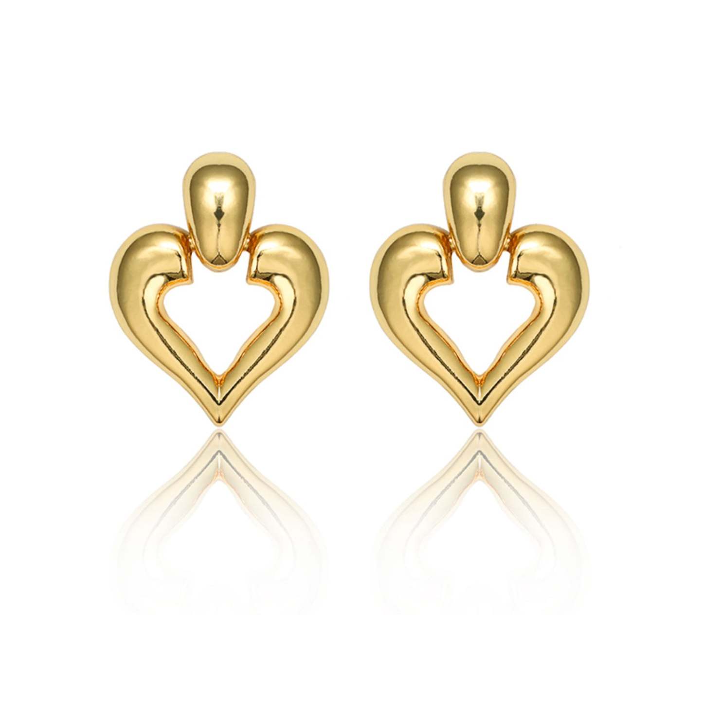 Gold Tone Heart Drop Earrings