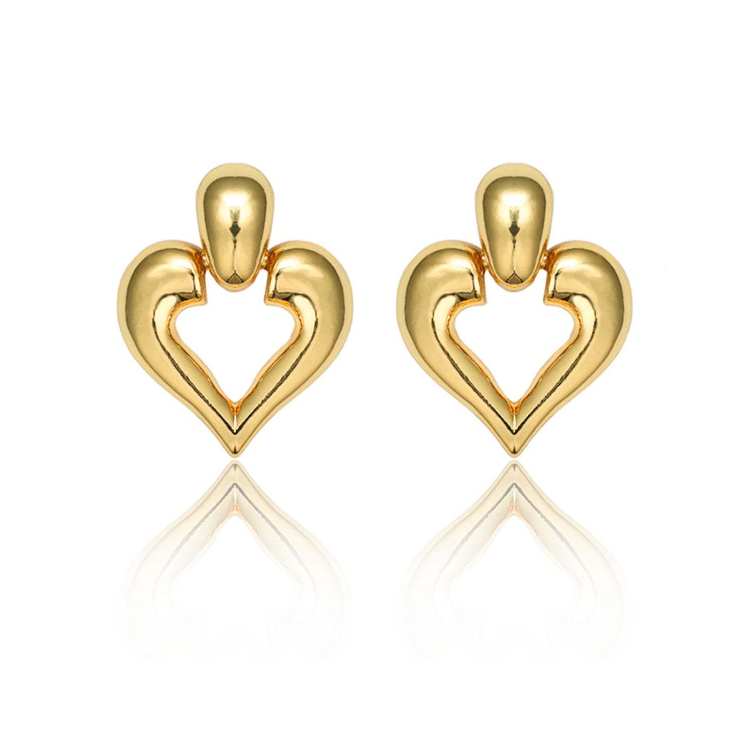 Gold Tone Heart Drop Earrings