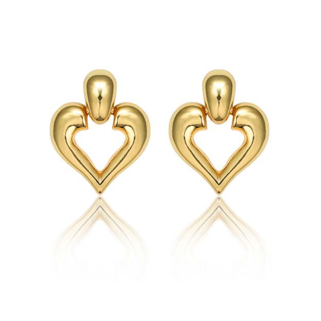 Gold Tone Heart Drop Earrings