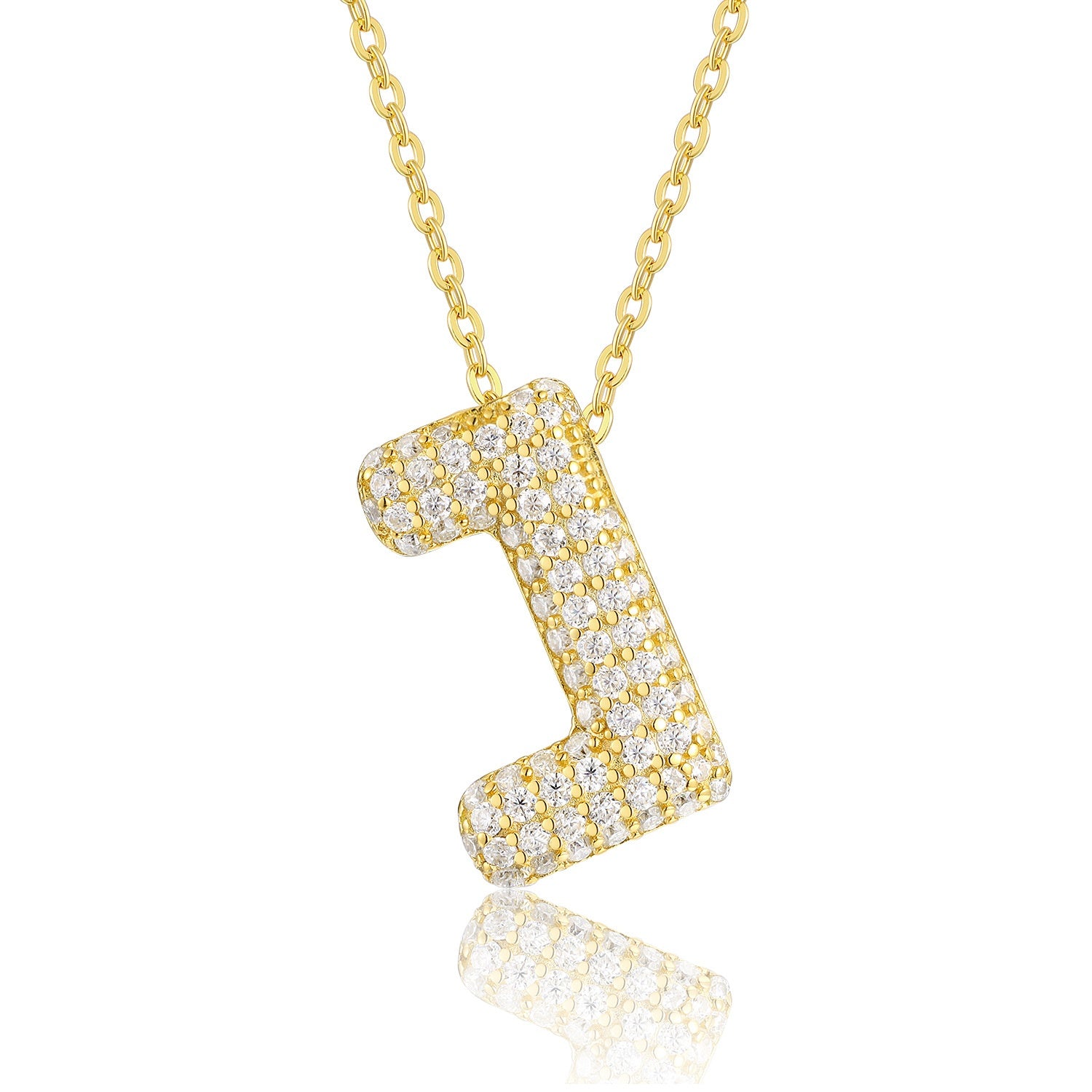 sparkling initials gold plated pendant necklace with cubic zirconia - 925 sterling silver base