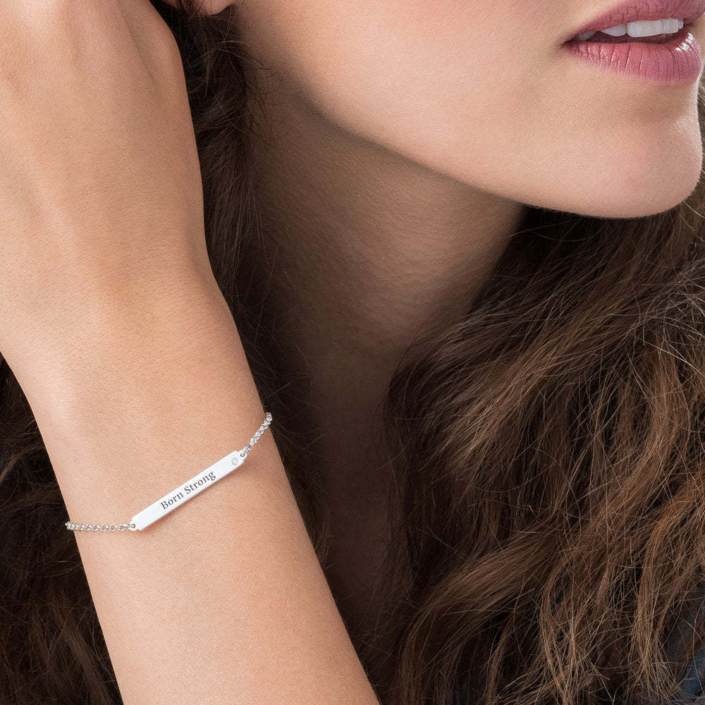 Diamond Name Bar Bracelet