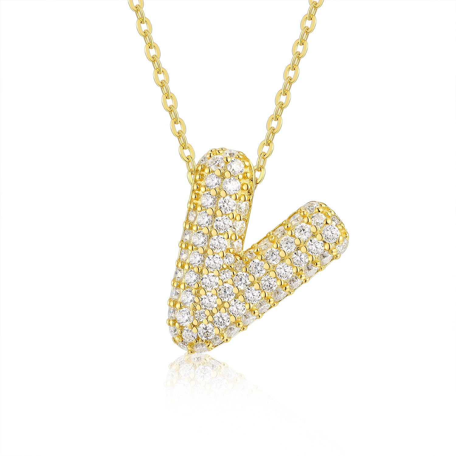 sparkling initials gold plated pendant necklace with cubic zirconia - 925 sterling silver base