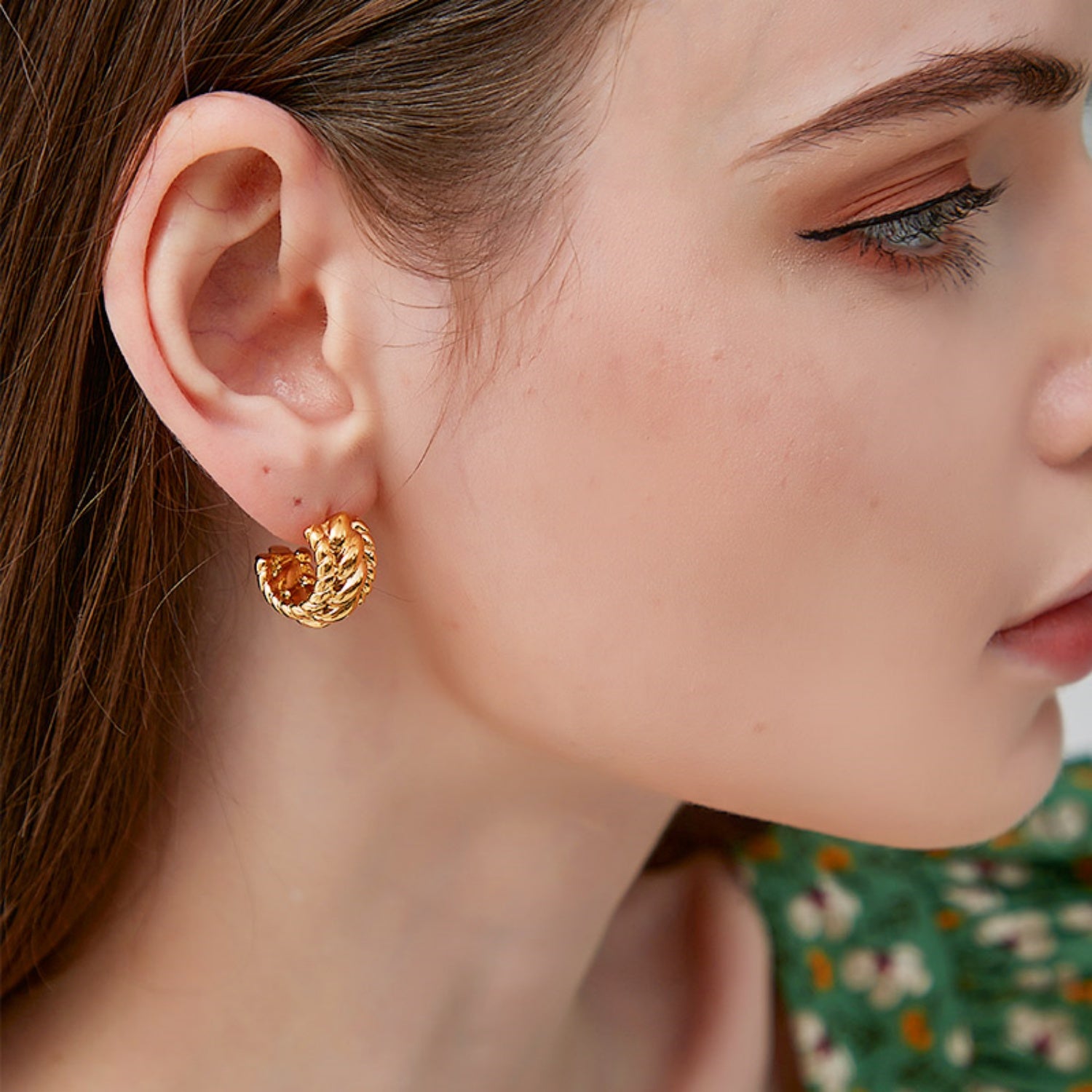 Gold Tone Braided Knot Stud Earrings