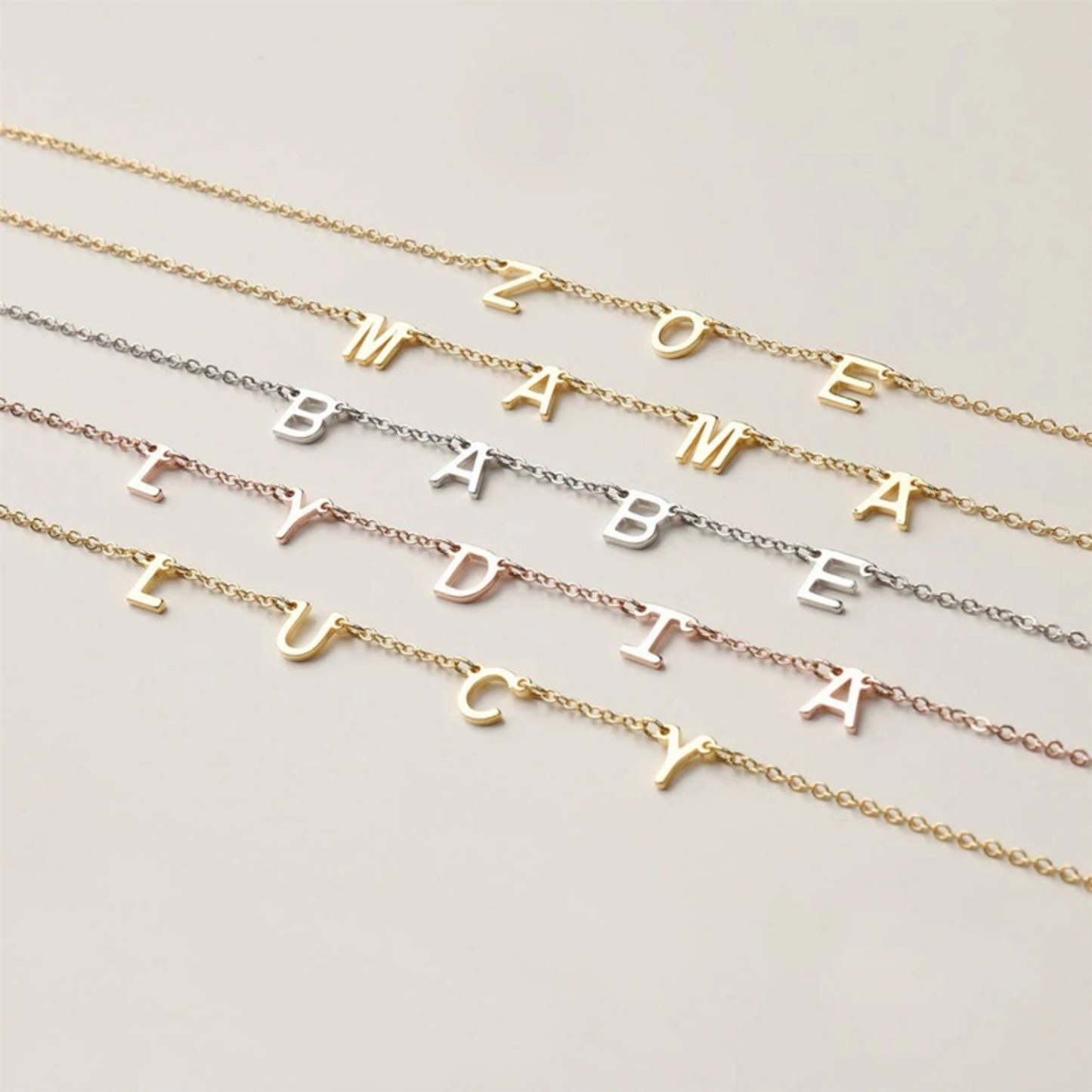 14K Gold Personalized Alphanumeric Collarbone Necklace 26 Letter 18 inches Necklace