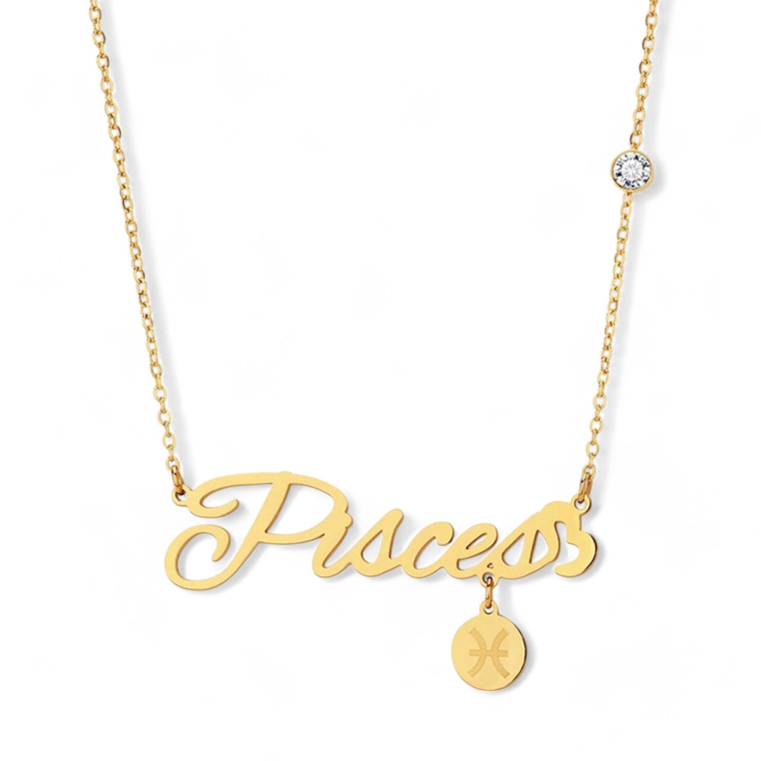 Gold Tone Personalized "Princess" Necklace with Star Charm