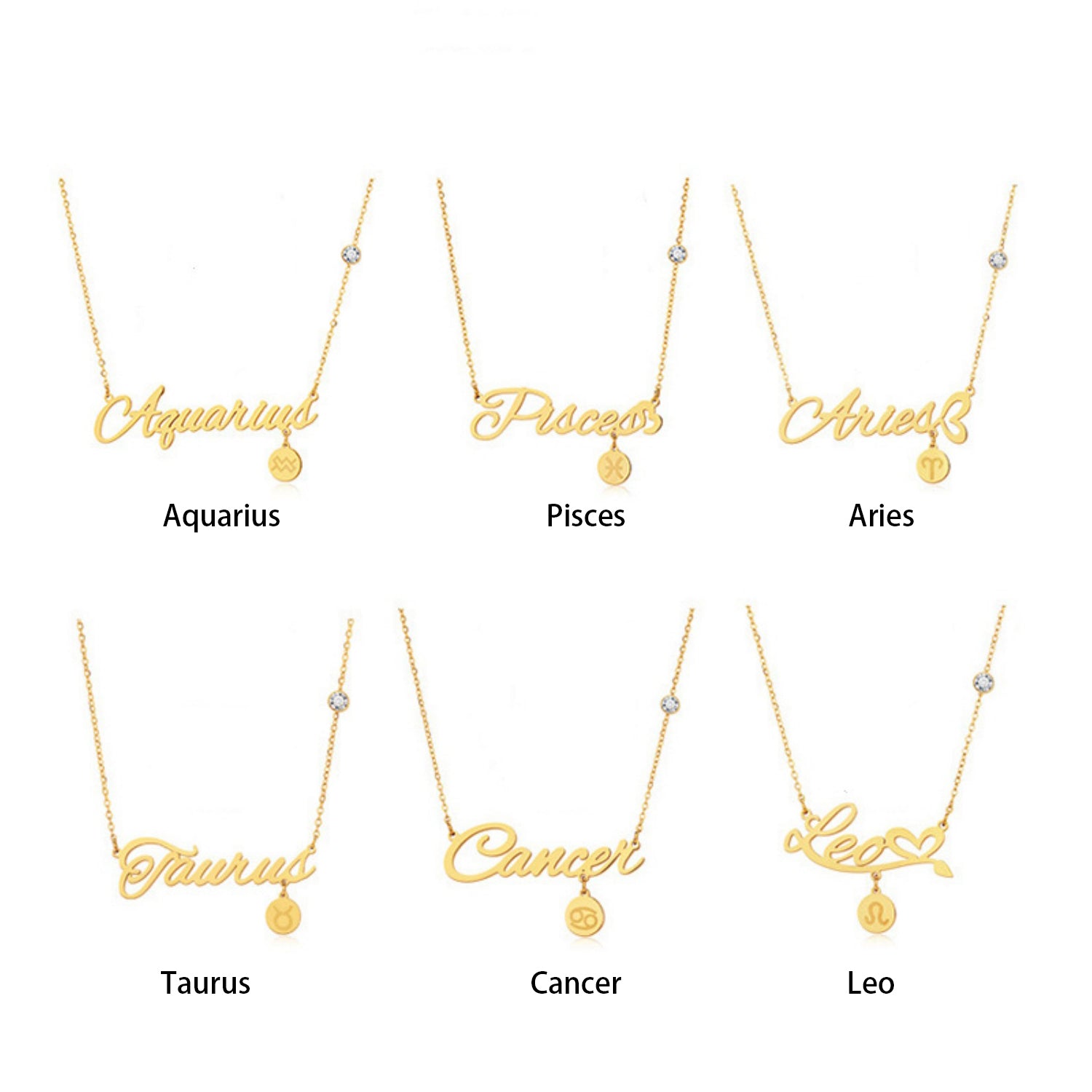 12 Zodiac Signs Name Necklace