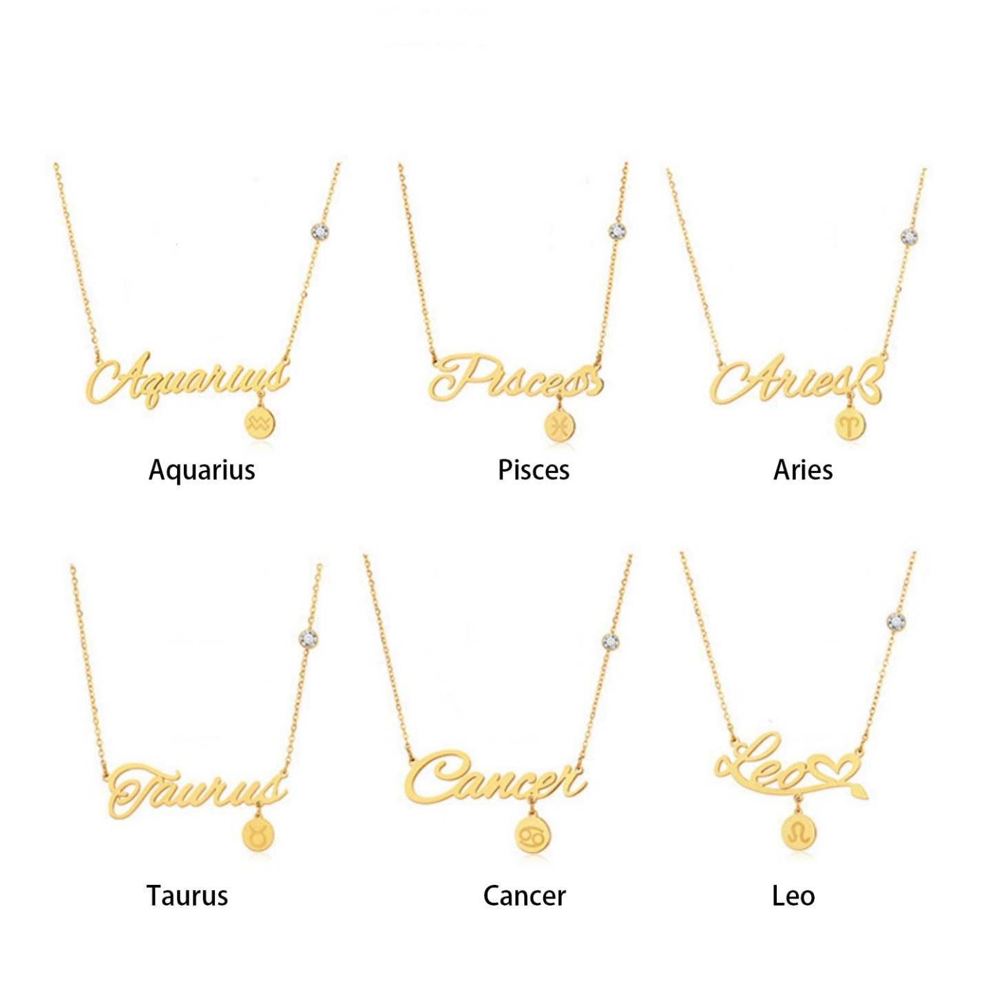 12 Zodiac Signs Name Necklace