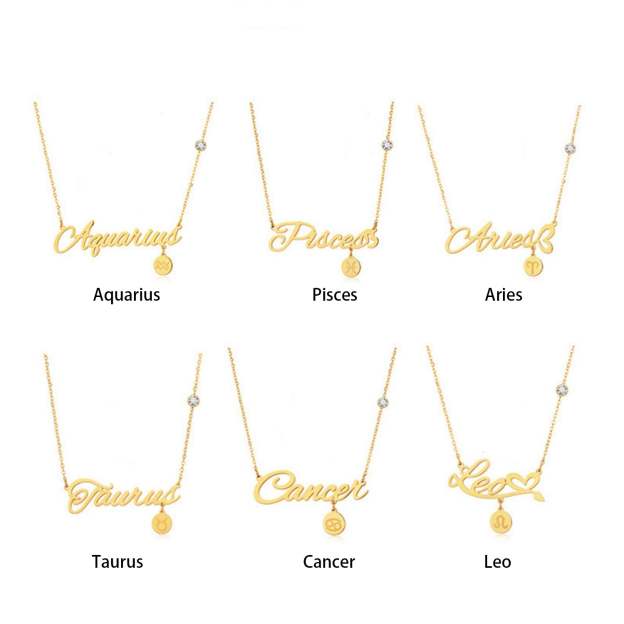 12 Zodiac Signs Name Necklace
