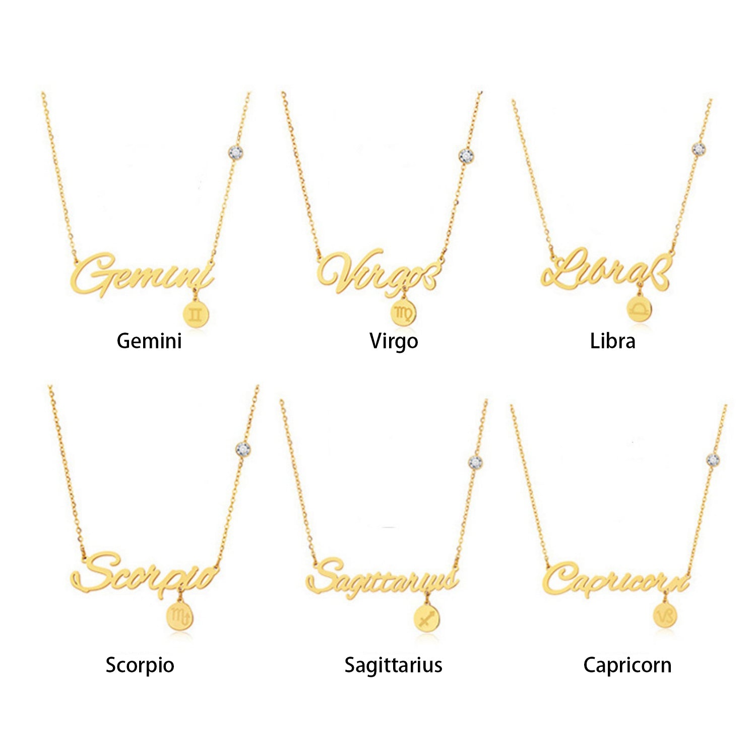 12 Zodiac Signs Name Necklace