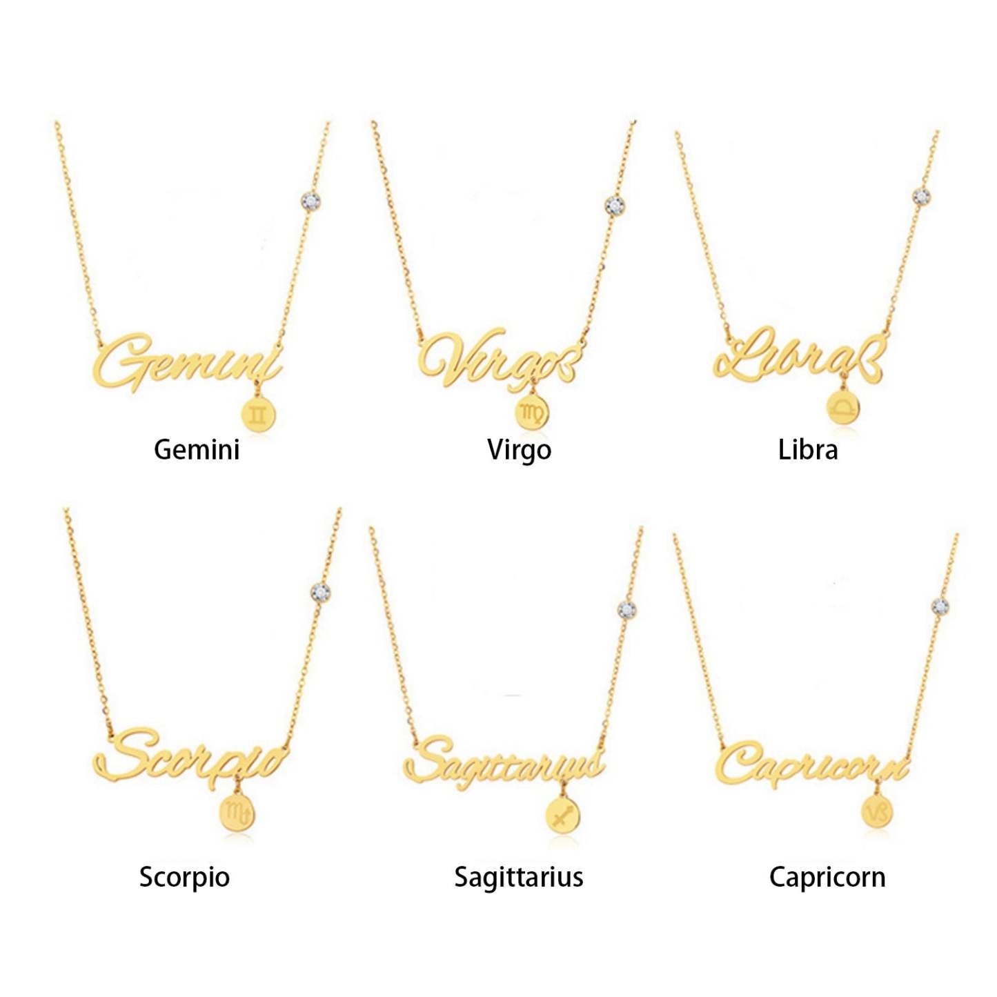 12 Zodiac Signs Name Necklace