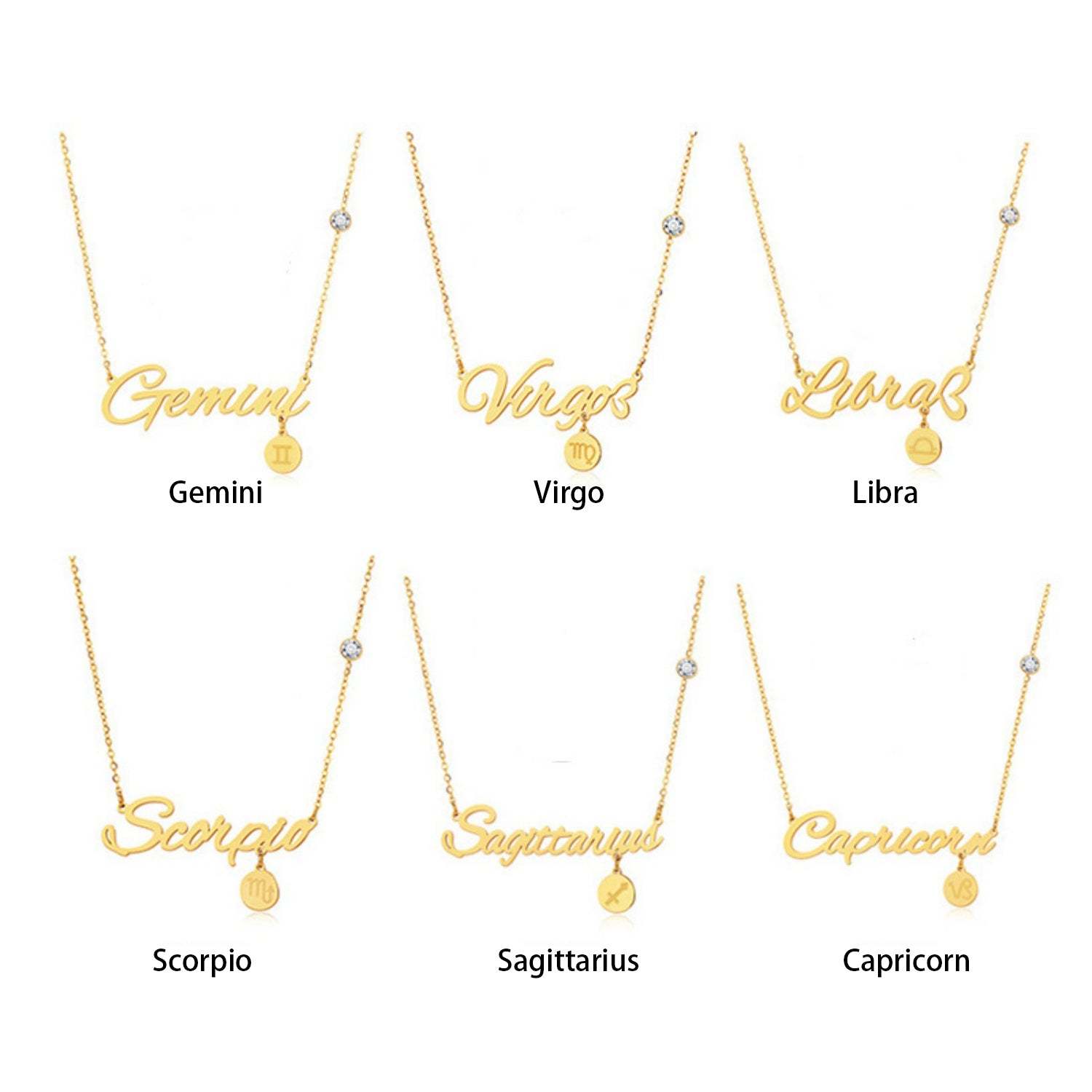 12 Zodiac Signs Name Necklace