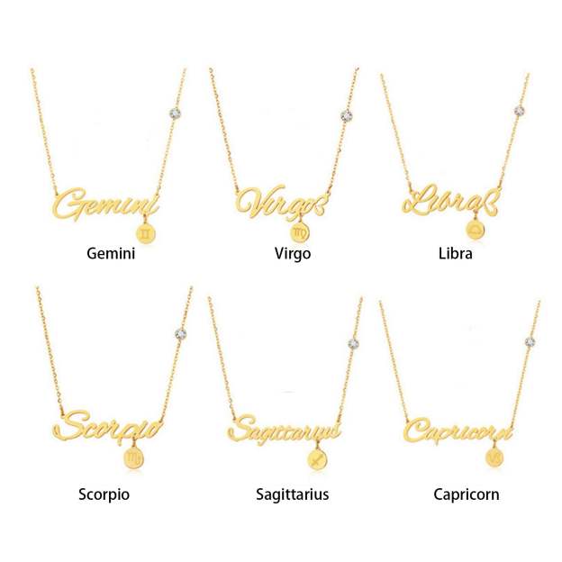 12 Zodiac Signs Name Necklace
