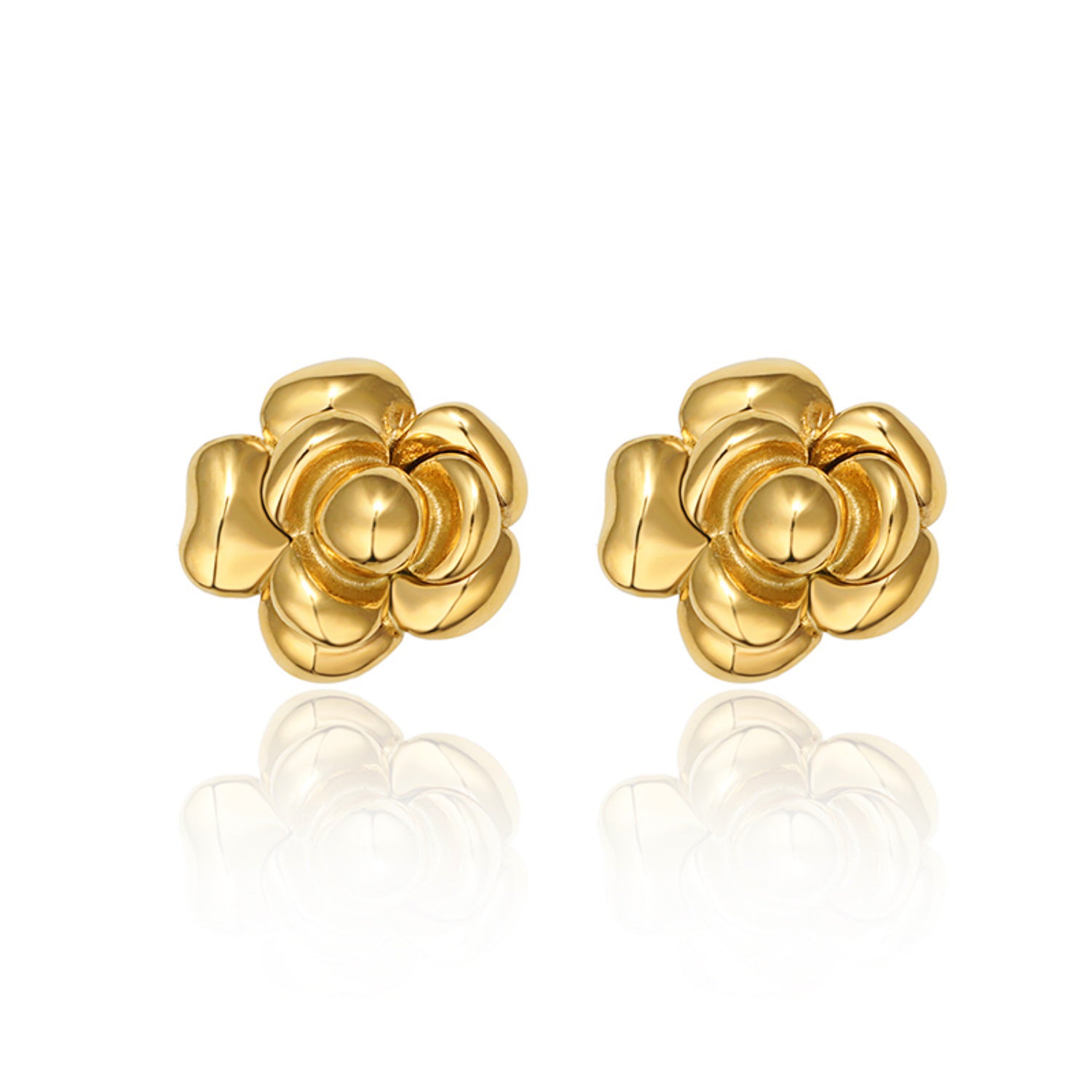 Gold Tone Flower Stud Earrings
