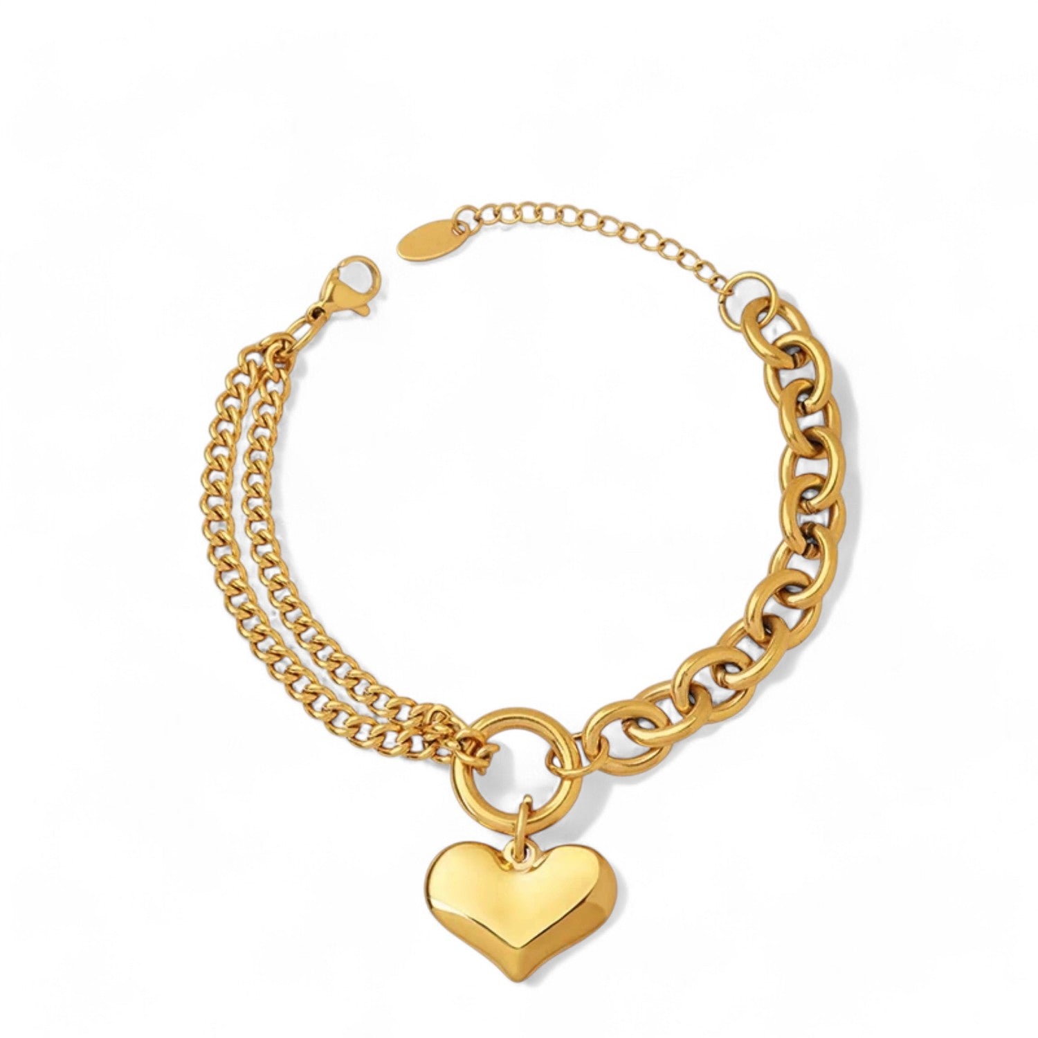Gold Tone Heart Charm Bracelet