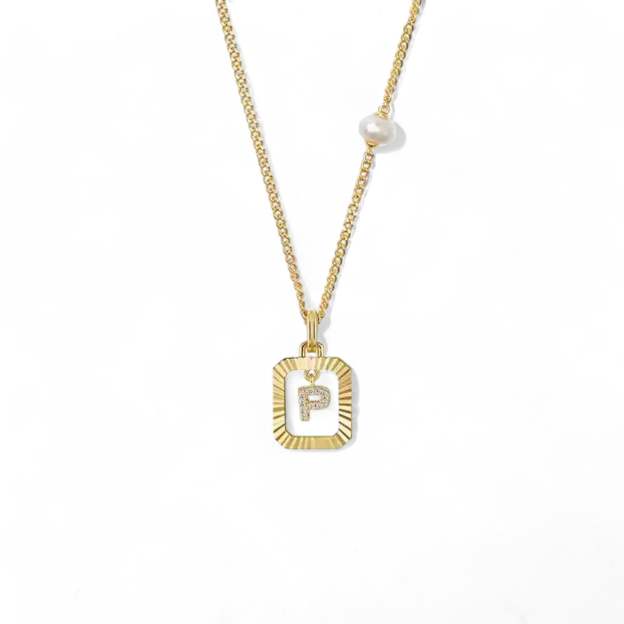 Pearl Letter Box Necklace