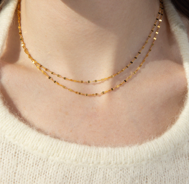 Elegant 18K Gold-Plated, 18K Solid Gold, 14K Gold-Plated and 14K Solid Gold Subtle Sparkle Necklace - Timeless Minimalist Jewelry