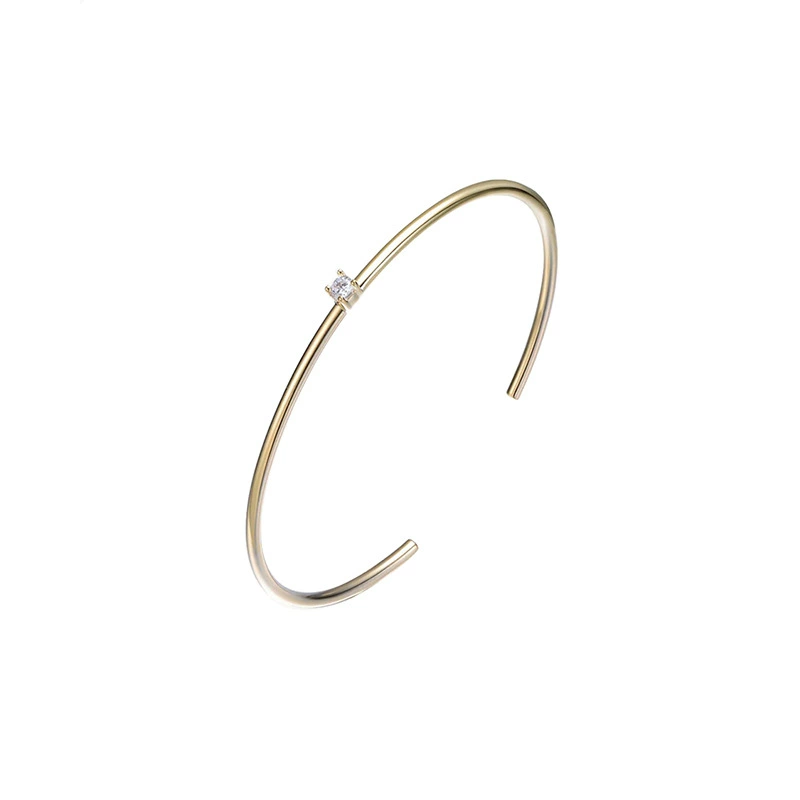 Gold-plated open solitaire bangle bracelet