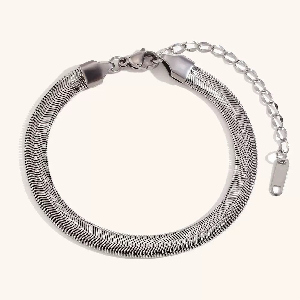 Gold and silver snake chain bangle bracelet