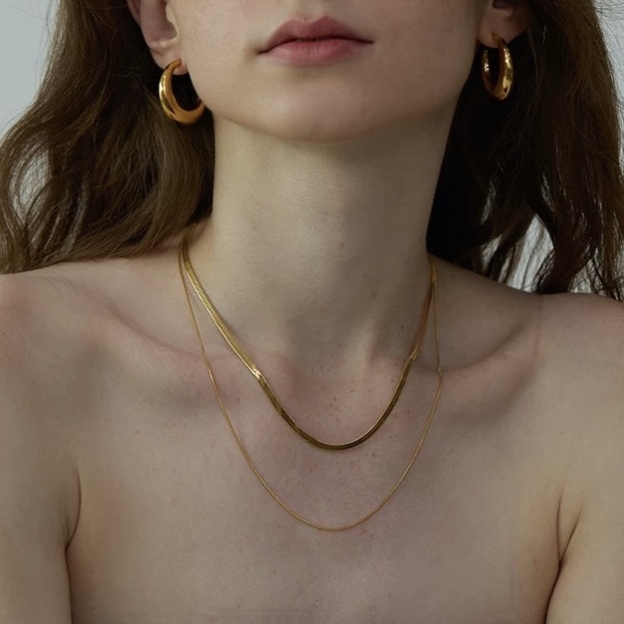 Gold-plated snake chain duo necklace