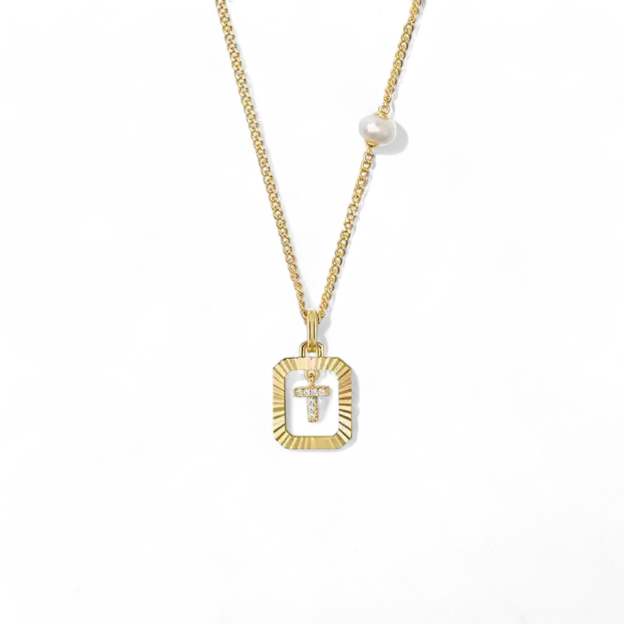 Pearl Letter Box Necklace