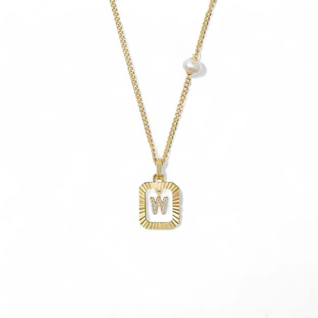 Pearl Letter Box Necklace