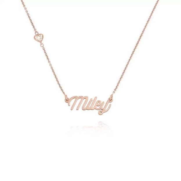 Personalized 14K Gold Nameplate Necklace - Engrave Any Name, Available in 925 Silver, 14K Yellow, Rose, and White Gold