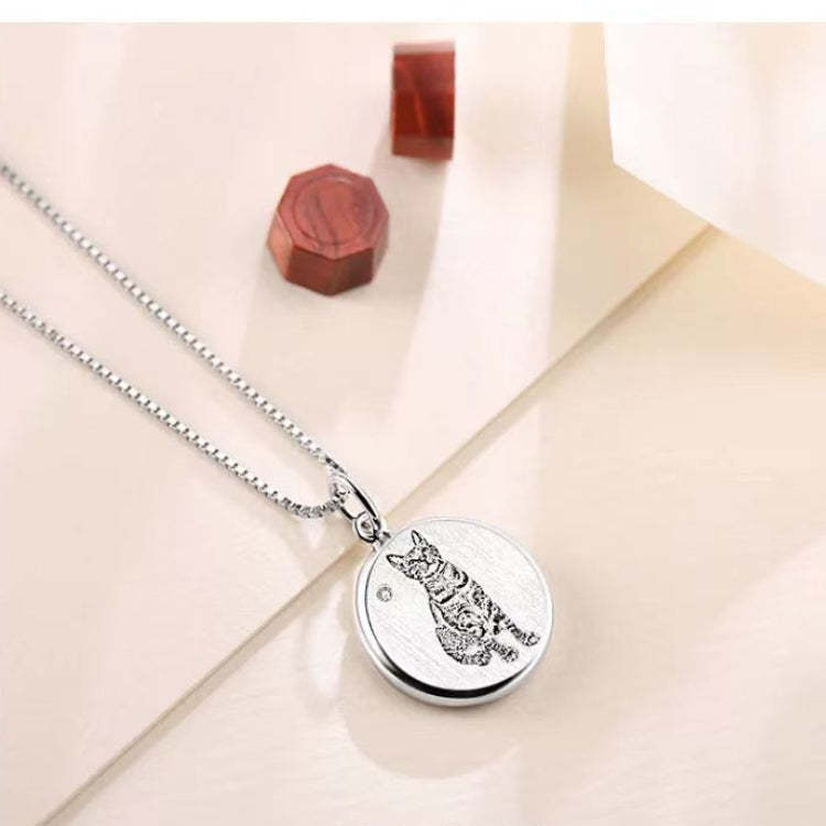 14K Pet Photo Custom Engraved Pendant Necklace - Available in 925 Silver, 14K Yellow Gold, Rose Gold or White Gold for pet lovers