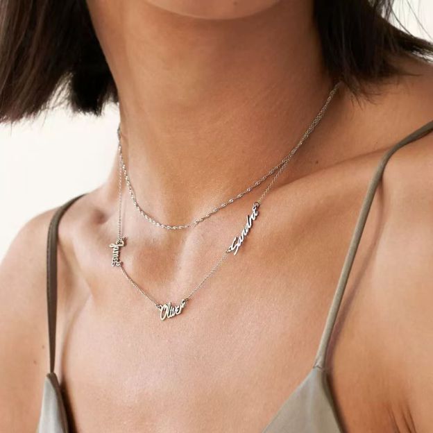 Personalized 14K Gold Family Name Necklace - Customize with Any Names, Available in 925 Silver, 14K Yellow, Rose, White Gold, and 18K Gold