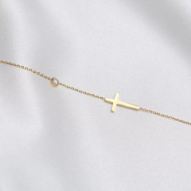 Cross bracelet, 18K gold-plated, faith jewelry, women's accessories, delicate jewelry