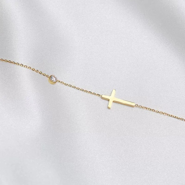 Cross bracelet, 18K gold-plated, faith jewelry, women's accessories, delicate jewelry