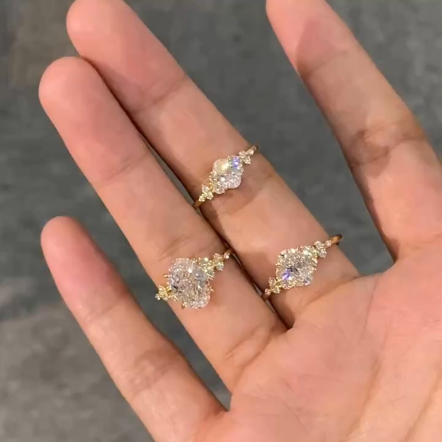 Shooting Star Mini Halo Ring - Lab Grown Diamond