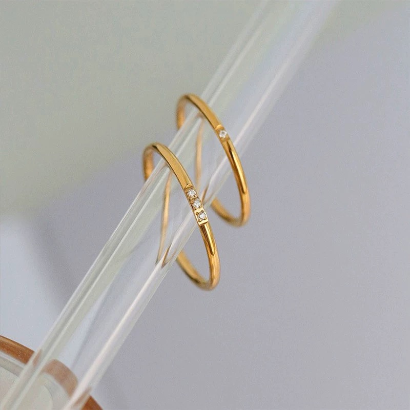 18K Gold, Gold-Plated, Stackable Rings, Fashion Jewelry, Women's Accessories