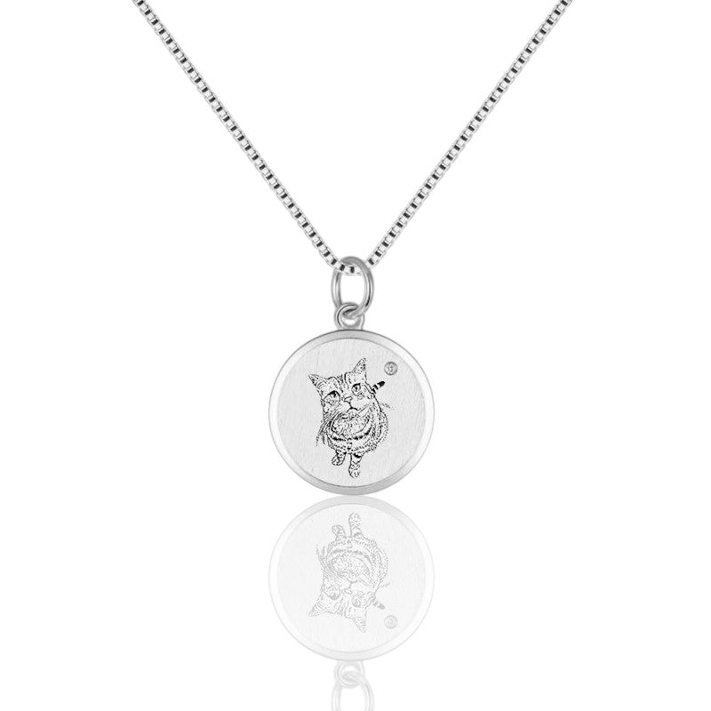 14K Pet Photo Custom Engraved Pendant Necklace - Available in 925 Silver, 14K Yellow Gold, Rose Gold or White Gold for pet lovers