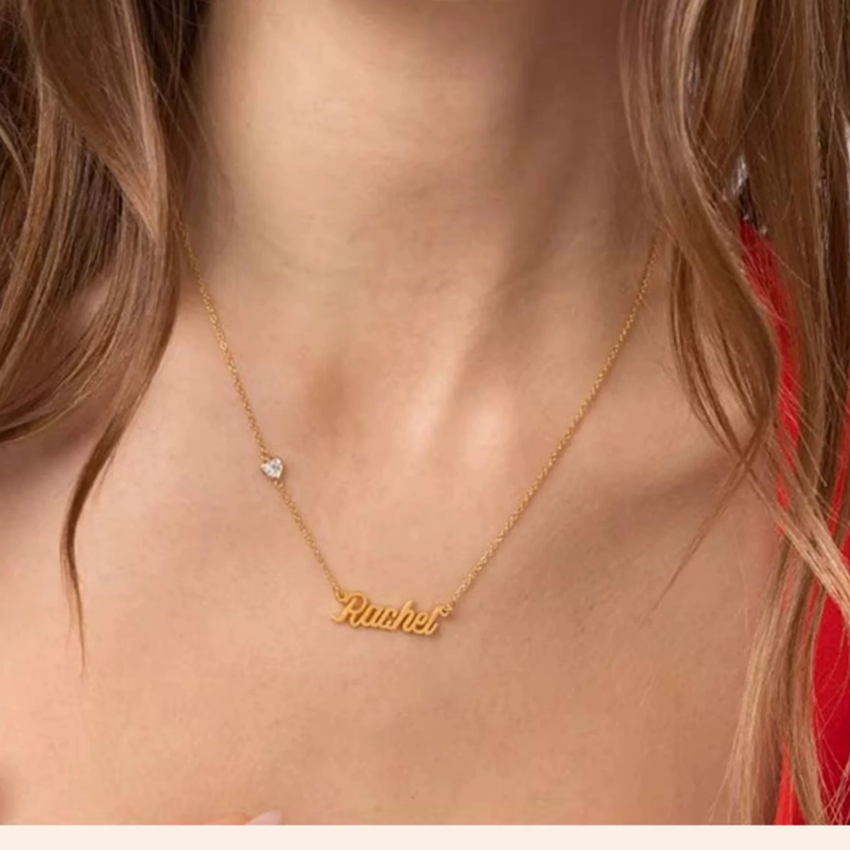 Personalized 14K Gold Nameplate Necklace - Engrave Any Name, Available in 925 Silver, 14K Yellow, Rose, and White Gold