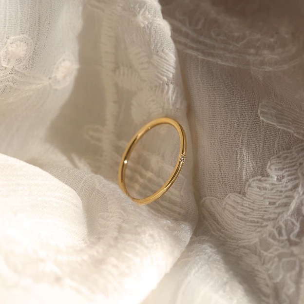 18K Gold, Gold-Plated, Stackable Rings, Fashion Jewelry, Women's Accessories