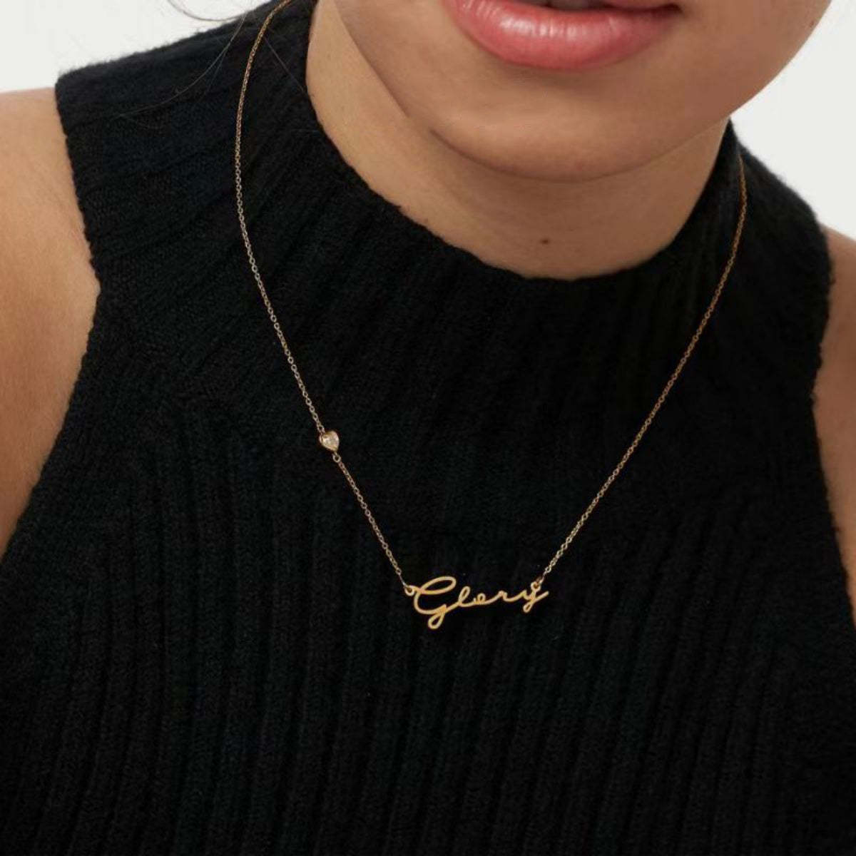 Personalized 14K Gold Nameplate Necklace - Engrave Any Name, Available in 925 Silver, 14K Yellow, Rose, and White Gold