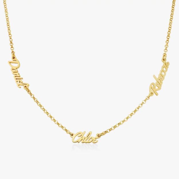 Personalized 14K Gold Family Name Necklace - Customize with Any Names, Available in 925 Silver, 14K Yellow, Rose, White Gold, and 18K Gold