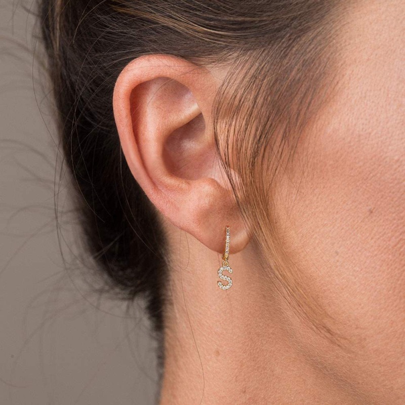 Initial Huggie Earring