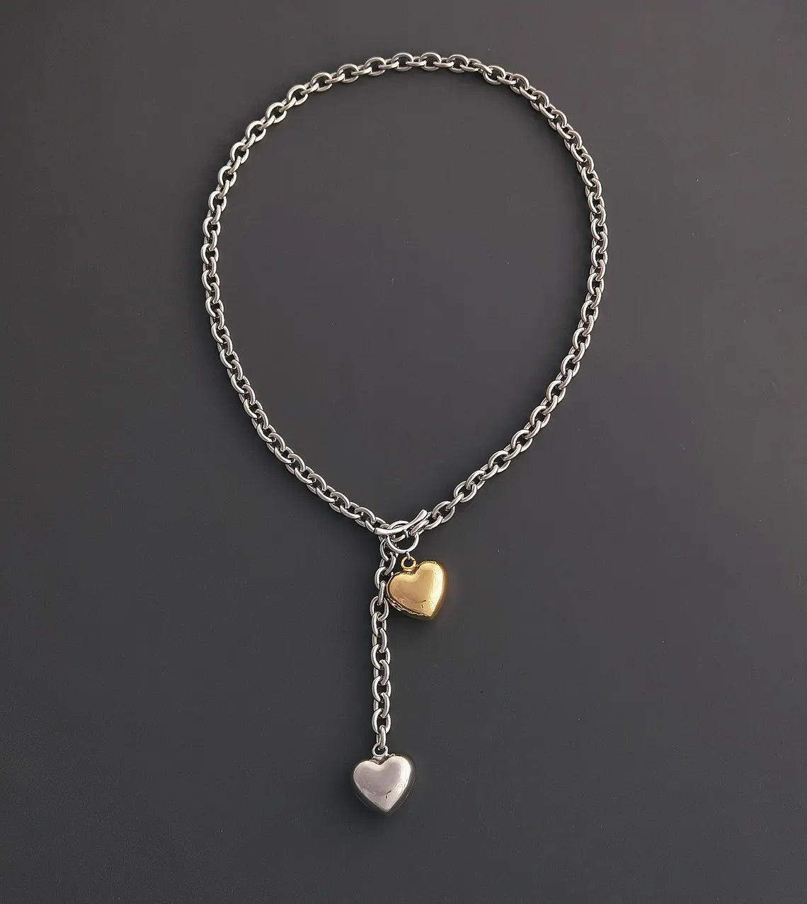 Showcase Your Love with a Two-tone Heart Necklace - Sterling Silver and 14k Gold Plated #HeartNecklace #TwoToneJewelry #LoveNecklace