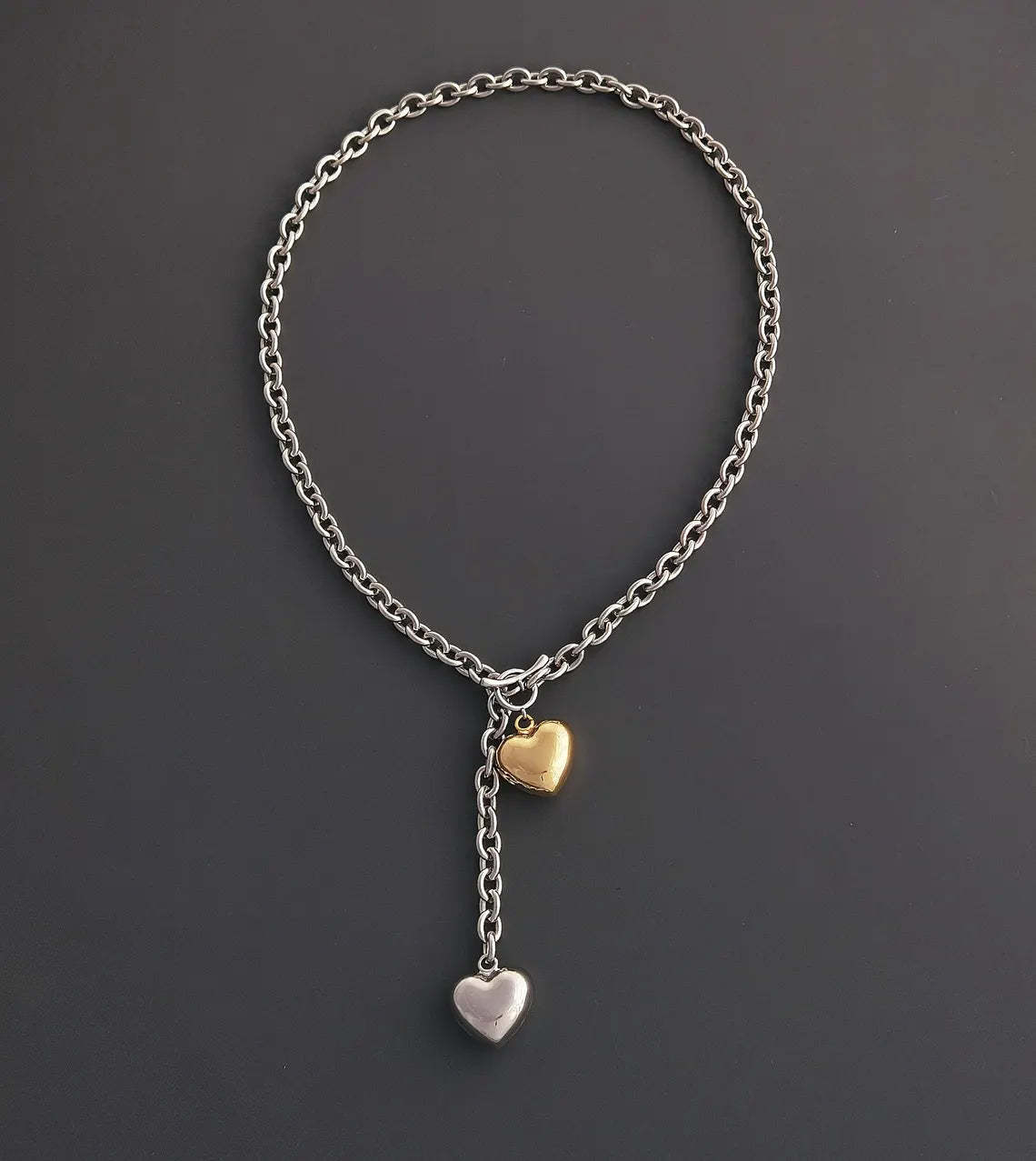 Showcase Your Love with a Two-tone Heart Necklace - Sterling Silver and 14k Gold Plated #HeartNecklace #TwoToneJewelry #LoveNecklace
