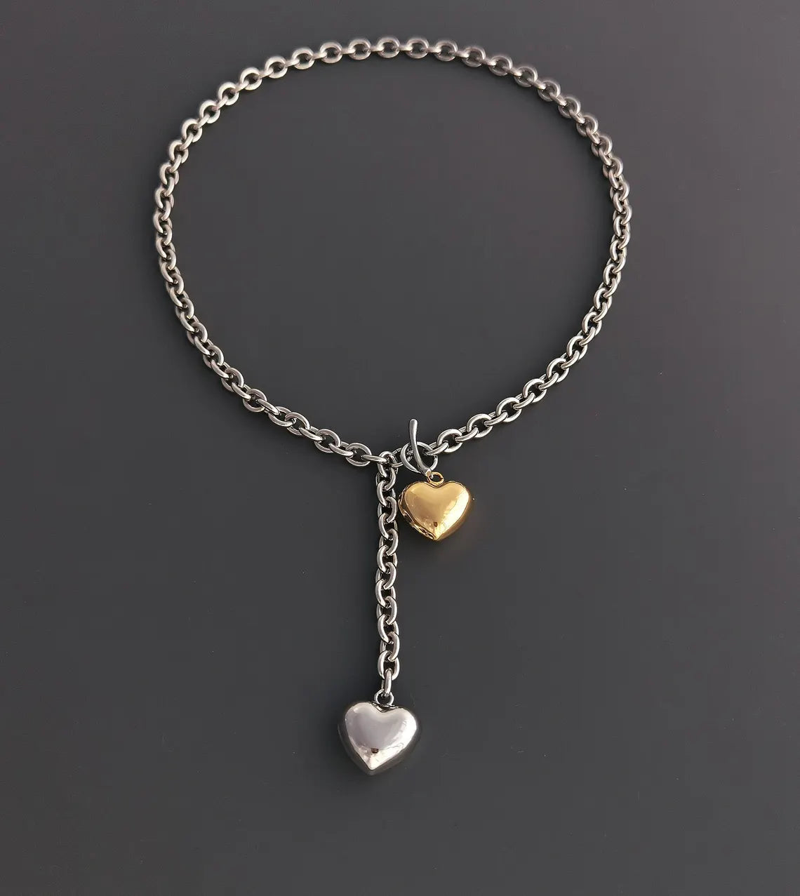 Showcase Your Love with a Two-tone Heart Necklace - Sterling Silver and 14k Gold Plated #HeartNecklace #TwoToneJewelry #LoveNecklace
