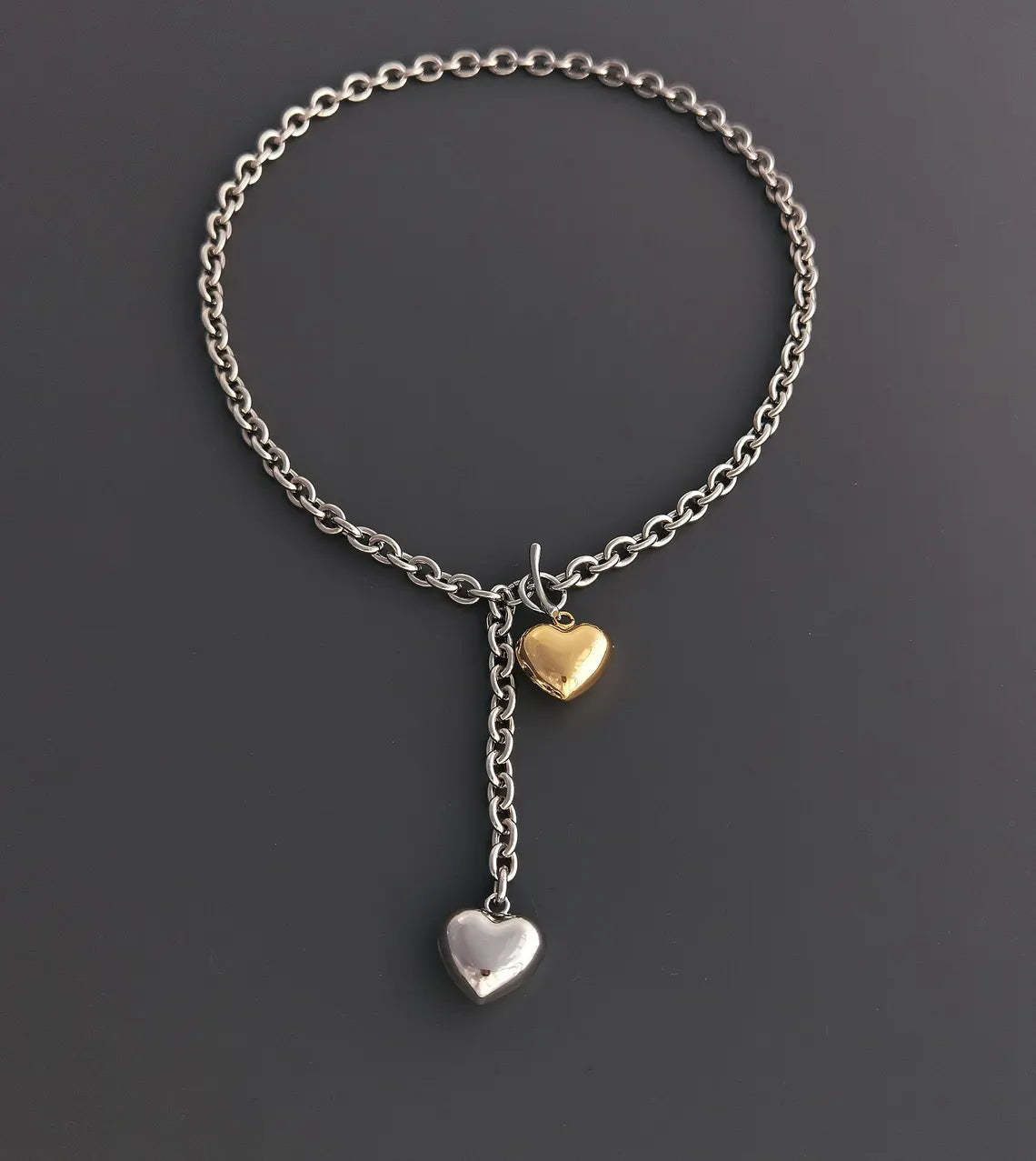 Showcase Your Love with a Two-tone Heart Necklace - Sterling Silver and 14k Gold Plated #HeartNecklace #TwoToneJewelry #LoveNecklace