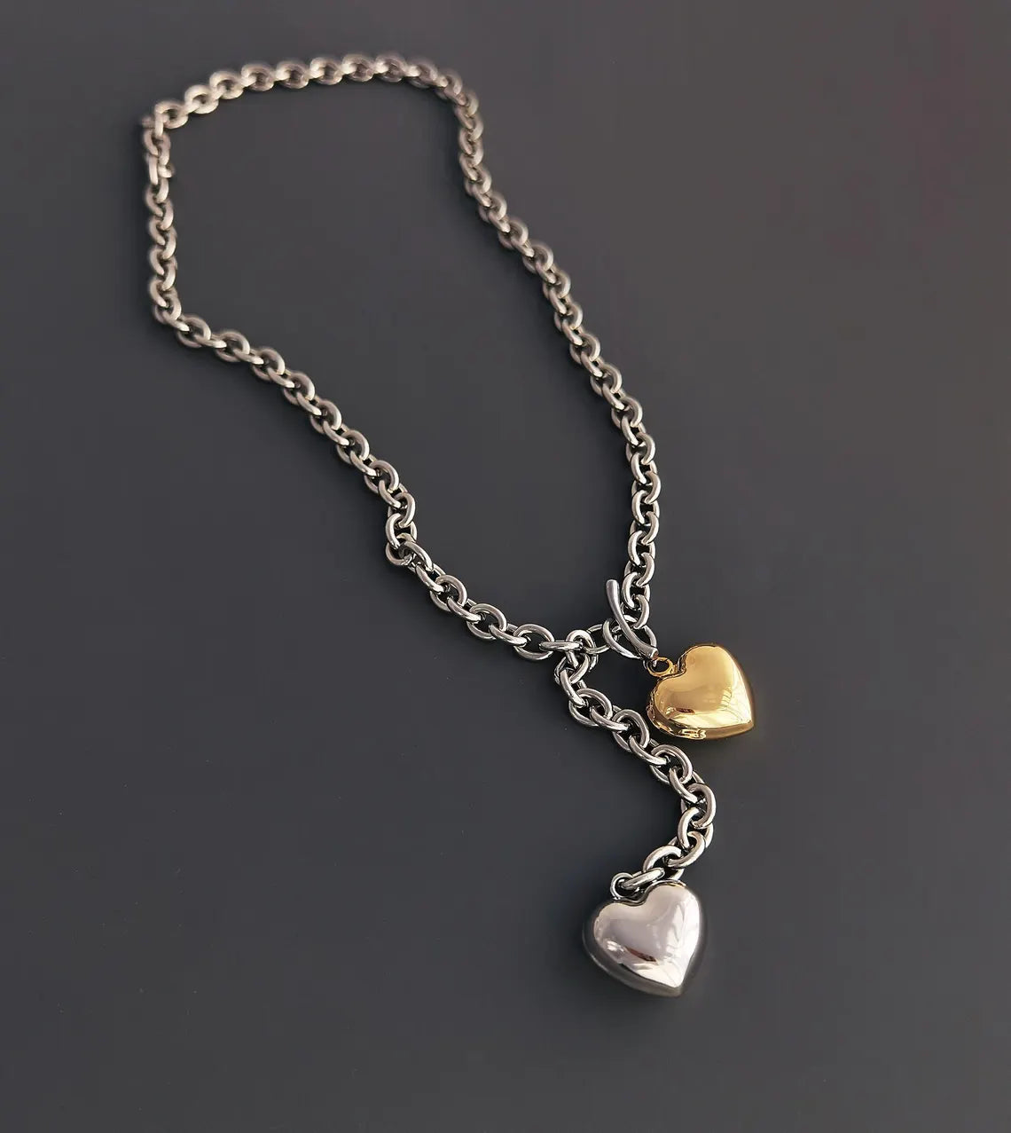 Showcase Your Love with a Two-tone Heart Necklace - Sterling Silver and 14k Gold Plated #HeartNecklace #TwoToneJewelry #LoveNecklace