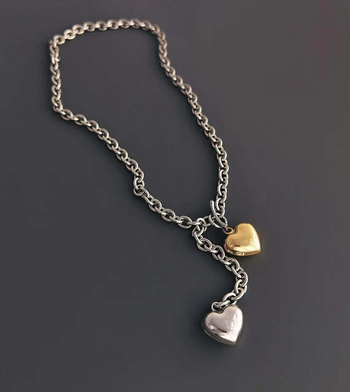 Showcase Your Love with a Two-tone Heart Necklace - Sterling Silver and 14k Gold Plated #HeartNecklace #TwoToneJewelry #LoveNecklace