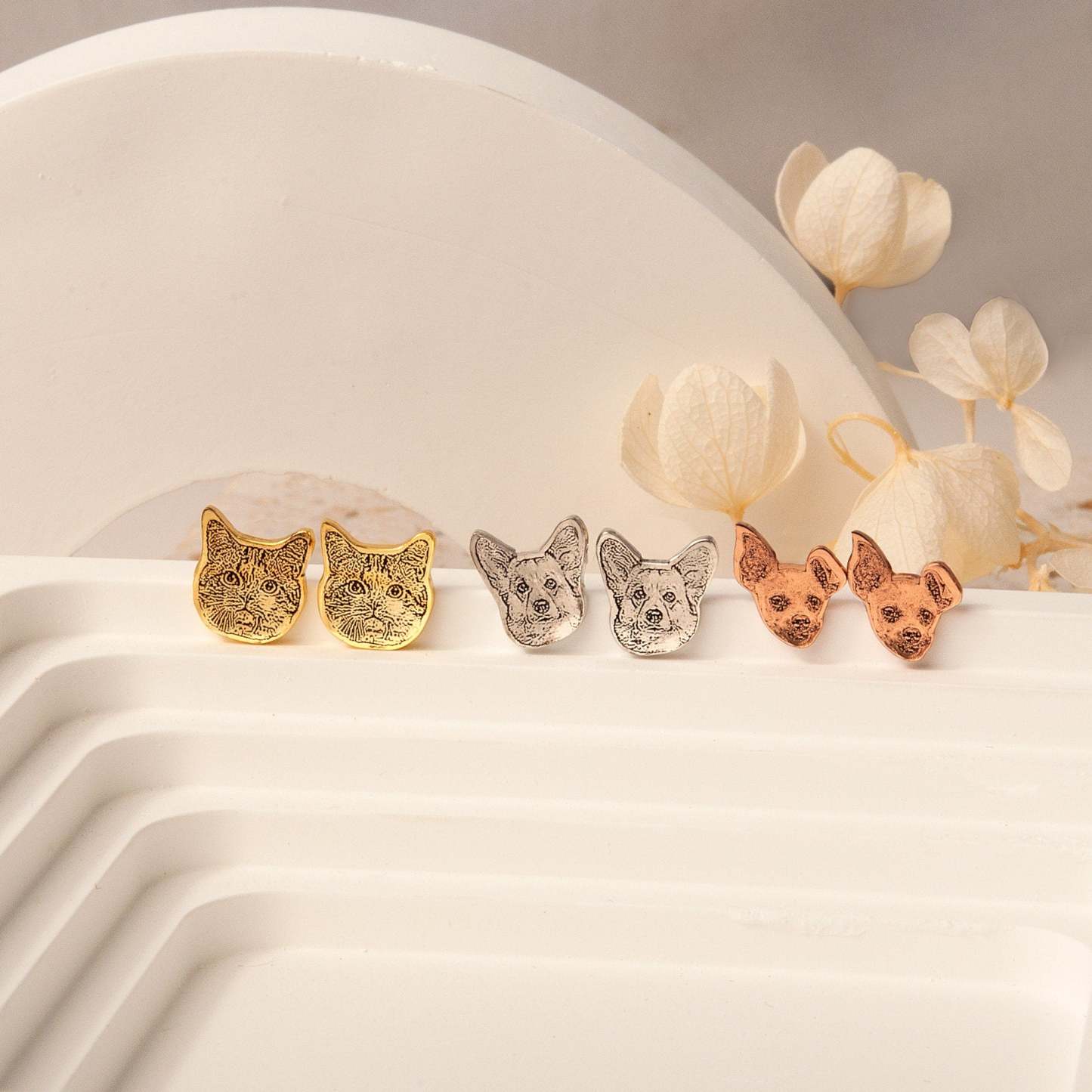 Cat Lover's Choice: Gold, Silver, Rose Gold Cat Stud Earrings