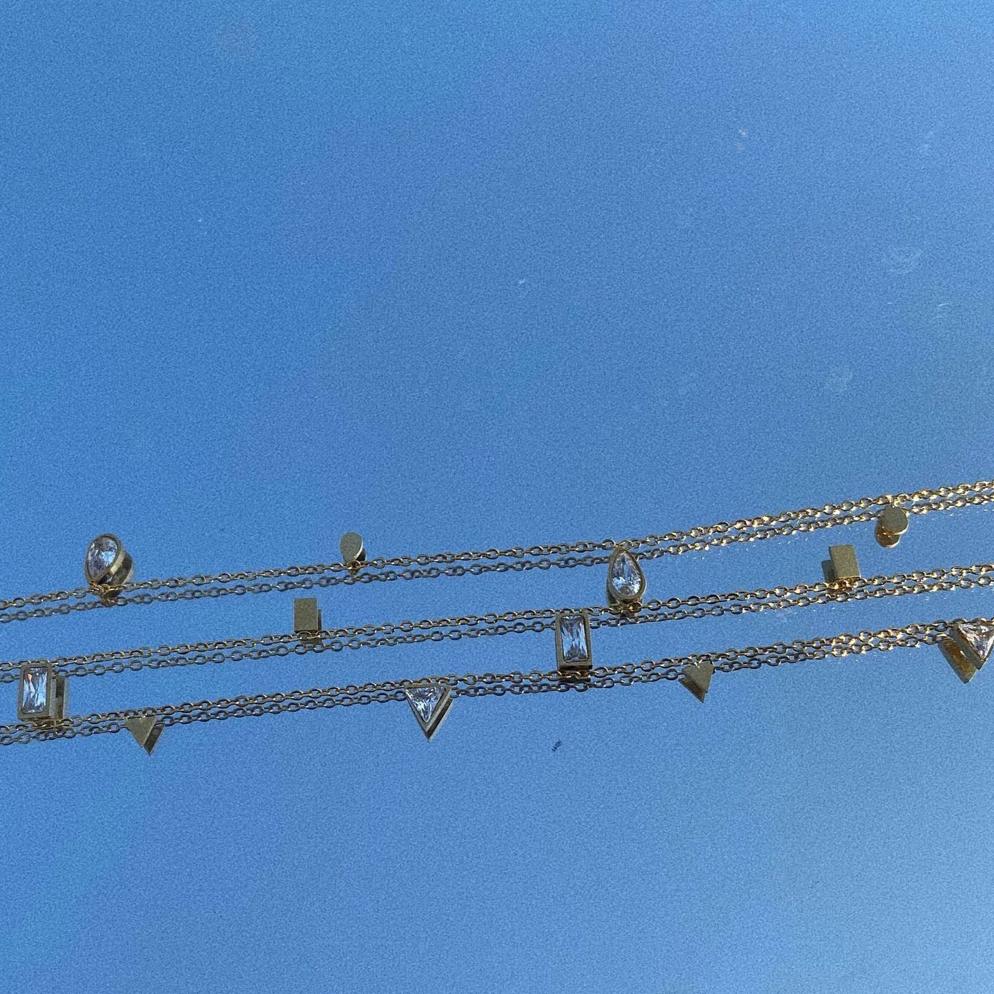 18K Gold Necklace, Gold-Plated, Gemstone Pendant, Fashion Jewelry, Women's Accessories