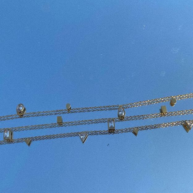 18K Gold Necklace, Gold-Plated, Gemstone Pendant, Fashion Jewelry, Women's Accessories