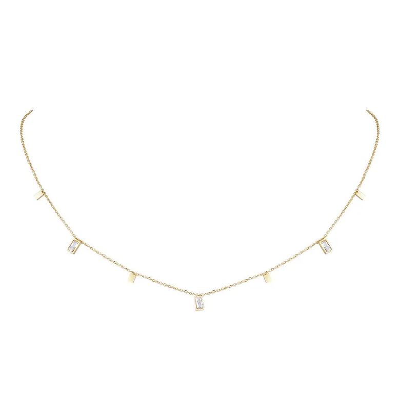 18K Gold Necklace, Gold-Plated, Gemstone Pendant, Fashion Jewelry, Women's Accessories