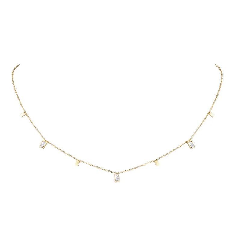 18K Gold Necklace, Gold-Plated, Gemstone Pendant, Fashion Jewelry, Women's Accessories